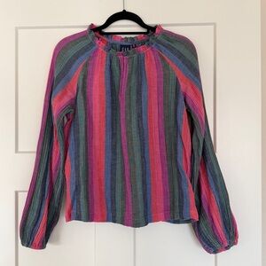 Gap Colorful Striped Cotton Long Sleeve Blouse